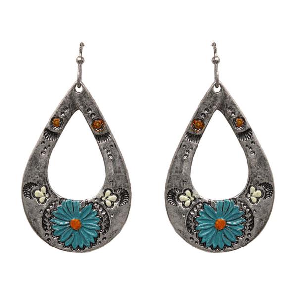 WESTERN STYLE TEARDROP DANGLE EARRING