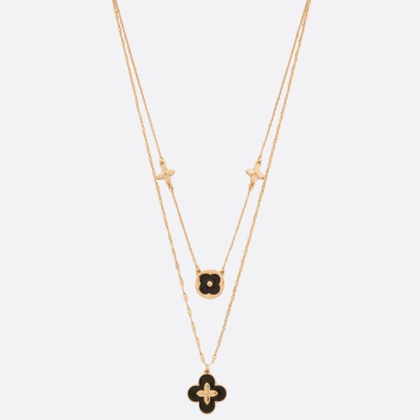 CLOVER COIN CHARM LAYERED NECKLACE