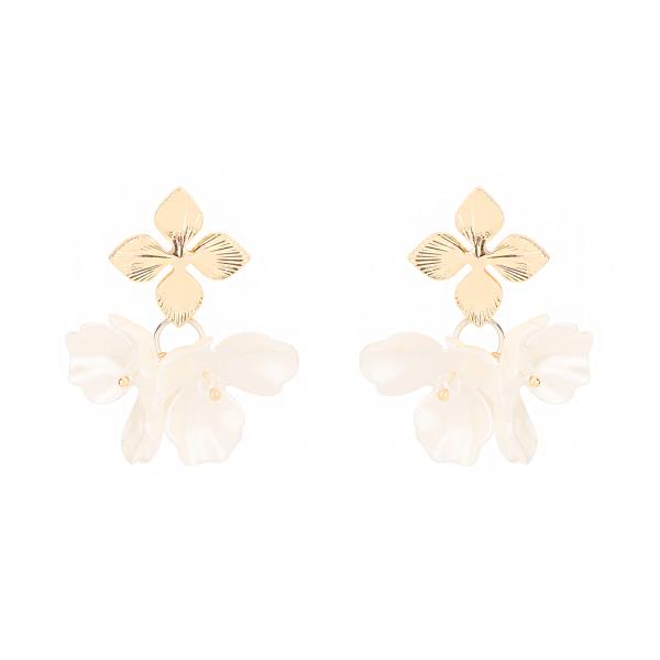 METAL PEARL FLOWER POST EARRING