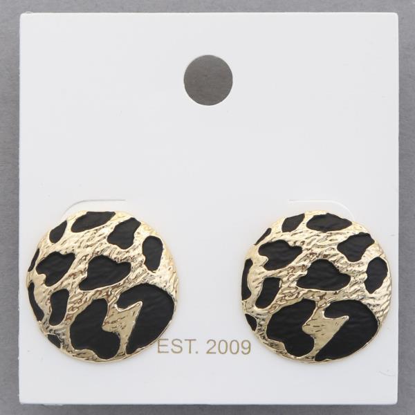 ANIMAL PRINT ROUND METAL EARRING