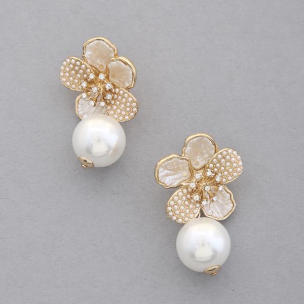 FLOWER PEARL DANGLE EARRING