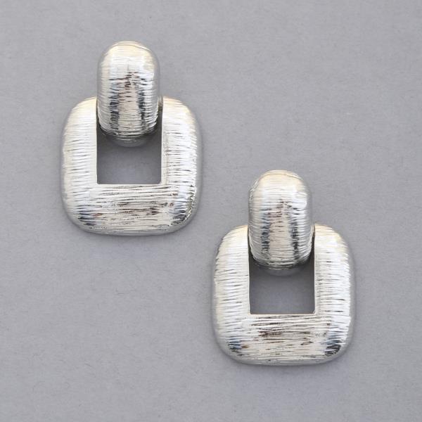 TEXTURED METAL SQUARE DANGLE EARRING