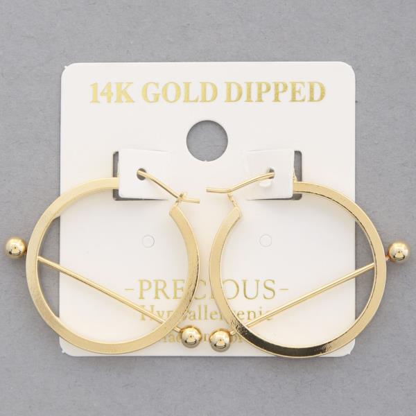 14K GOLD DIPPED METAL BAR HOOP EARRING