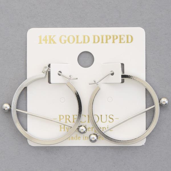 14K GOLD DIPPED METAL BAR HOOP EARRING