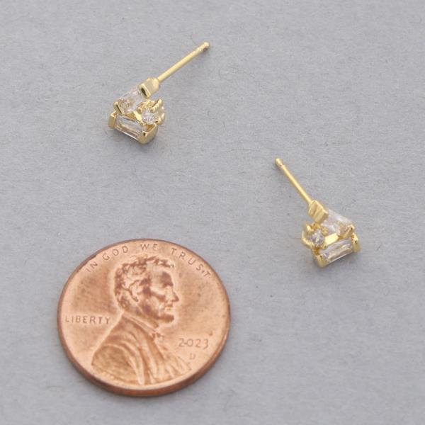 14K GOLD DIPPED CZ STUD EARRING