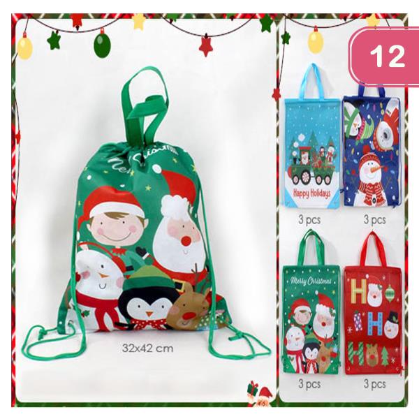 CHRISTMAS FRIENDS DRAWSTRING BACKPACK (12 UNITS)