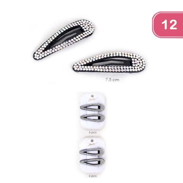 RHINESTONE SNAP HAIR PINS (12 UNITS)