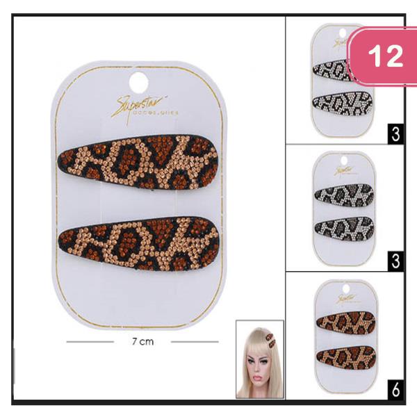 ANIMAL PRINT SNAP HAIR PIN (12 UNITS)