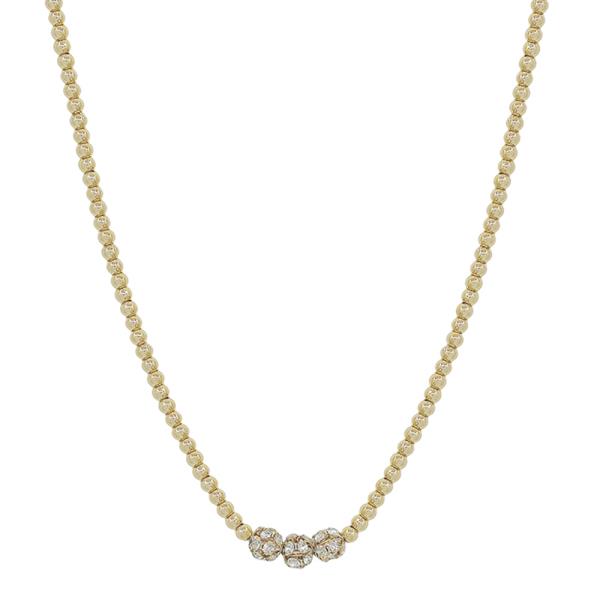 CCB BODY 3 PAVE BALL  ACCENT SHORT NECKLACE