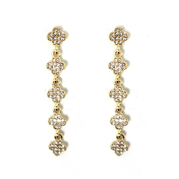 RHINESTONE CLOVER DROP EARRING