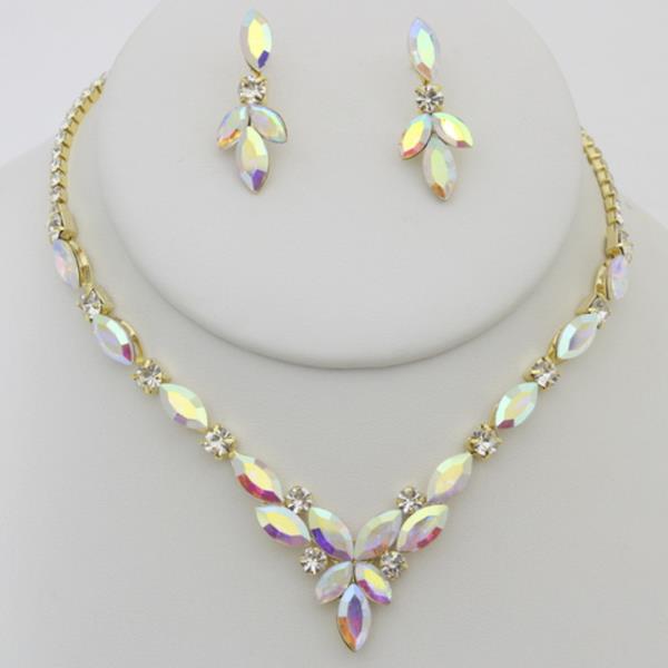 MARQUISE CUT RHINESTONE NECKLACE SET