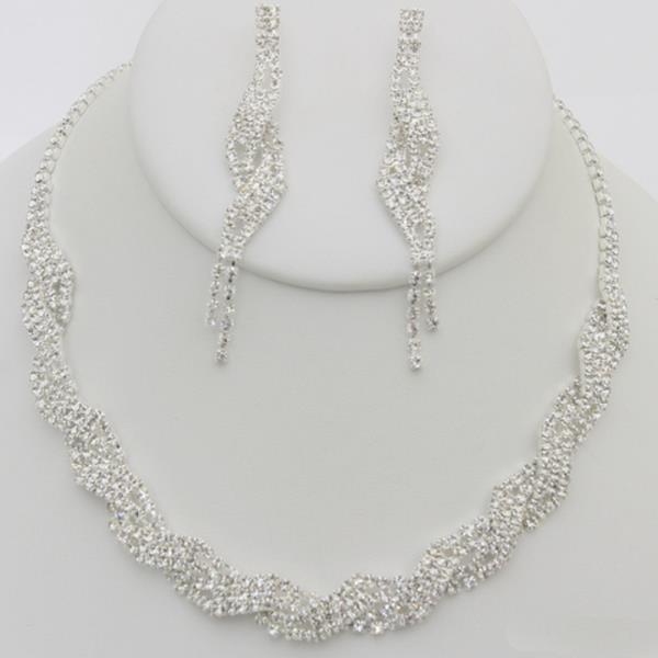 RHINESTONE NECKLACE EARRING SET