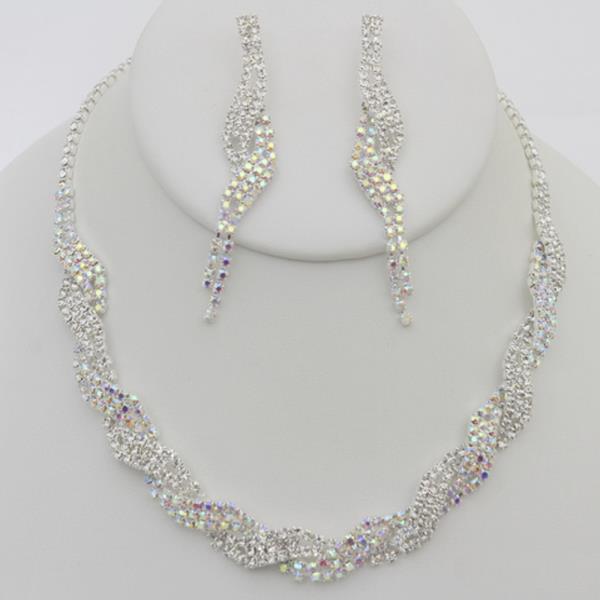 RHINESTONE NECKLACE EARRING SET