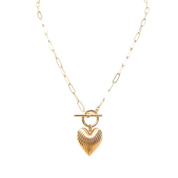 HEART PENDANT TOGGLE CLASP NECKLACE