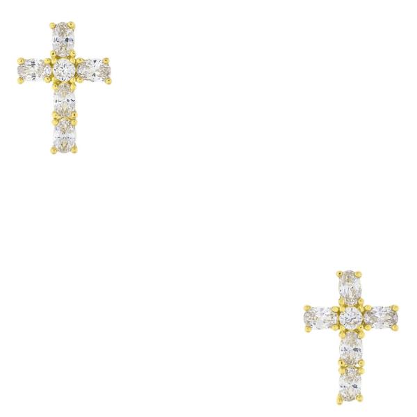 CZ GOLD PLATED CROSS EARRING