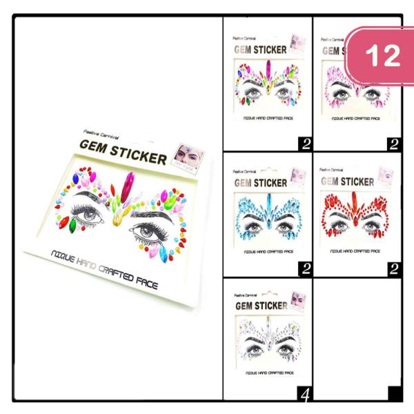 GEM FACE STICKERS (12 UNITS)