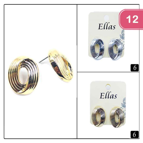 LAYERED ROUND STUD EARRING (12 UNITS)