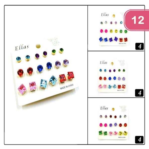 GEMSTONES POST EARRINGS (12 UNITS)