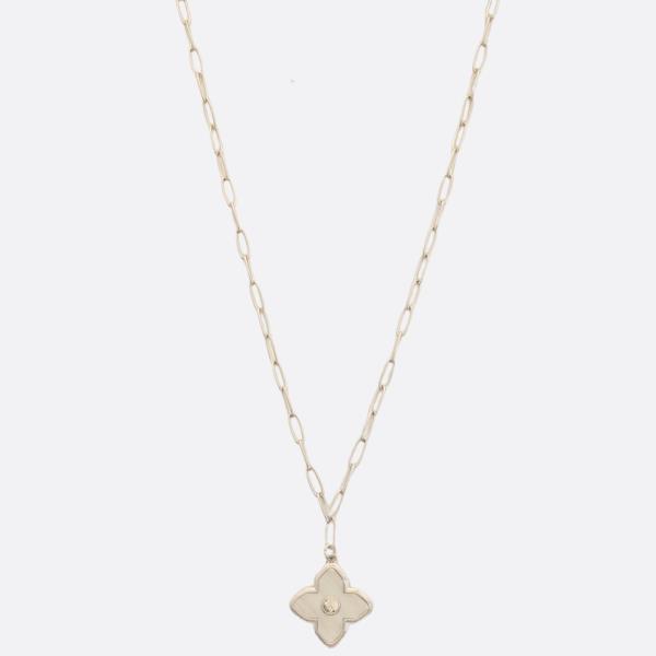 CLOVER CHARM OVAL LINK METAL NECKLACE