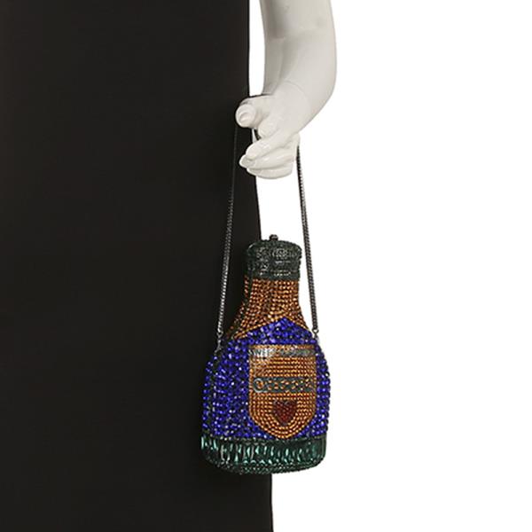 MULTI RHINESTONE ALL OVER CHEERS CELEBRATION BOTTLE BAG