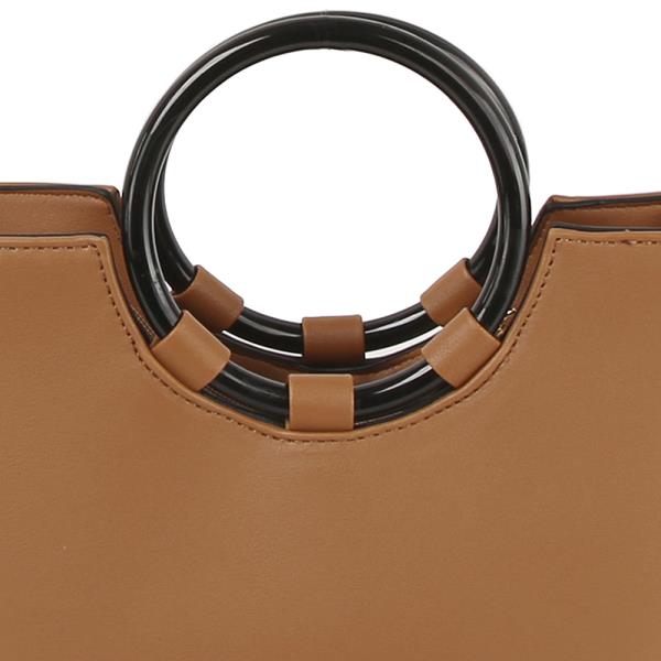 SMOOTH FLOWER ROUND HANDLE SATCHEL BAG