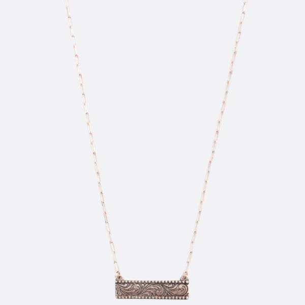 WESTERN STYLE FILIGREE RECTANGLE METAL NECKLACE