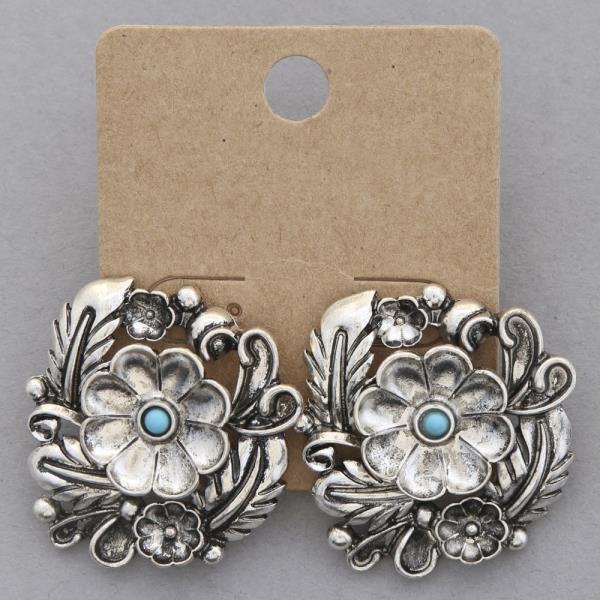 WESTERN STYLE FLOWER METAL ROUND EARRING