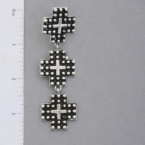 WESTERN STYLE CROSS STUDDED DANGLE EARRING