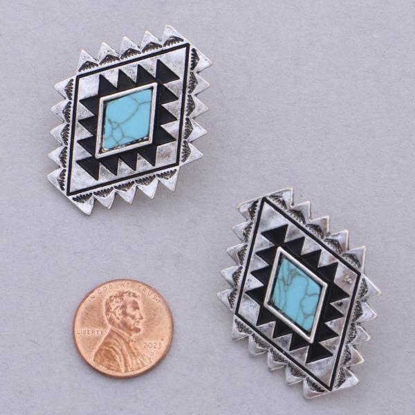 WESTERN STYLE TQ BEAD METAL EARRING