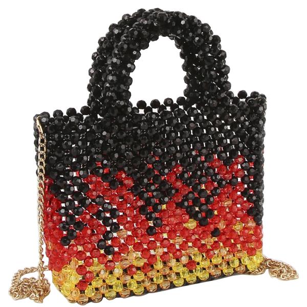 FLAME DESIGN BEAD HANDLE BAG