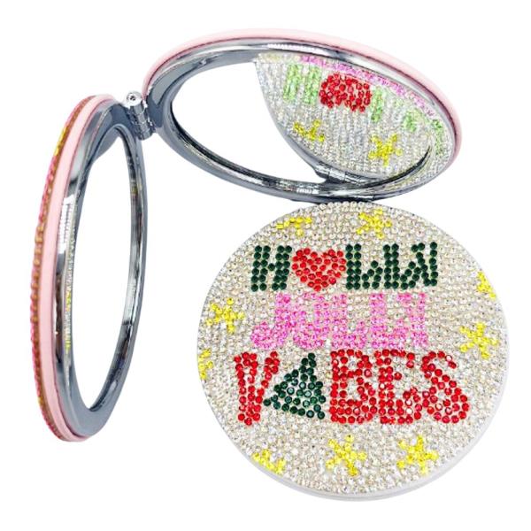 RHINESTONE HOLLY JOLLY CHRISTMAS HAND MIRROR