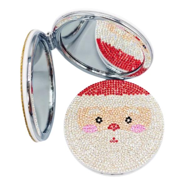 RHINESTONE CHRISTMAS SANTA HAND MIRROR