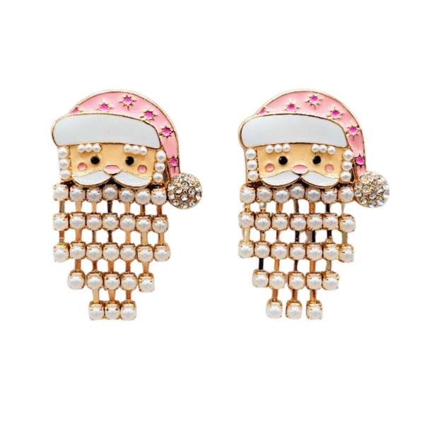 PINK CHRISTMAS SANTA EARRING