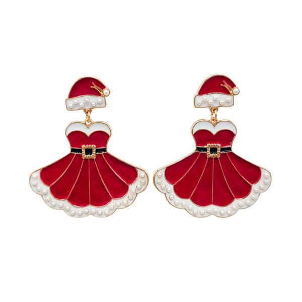 CHRISTMAS SANTA GIRL DRESS EARRING