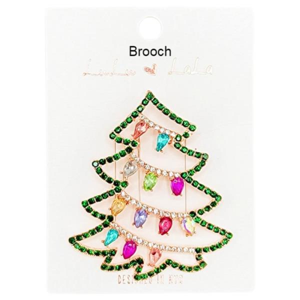 RHINESTONE CHRISTMAS TREE BROOCH