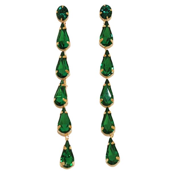 TEARDROP COLOR CRYSTAL STONE DROP EARRING