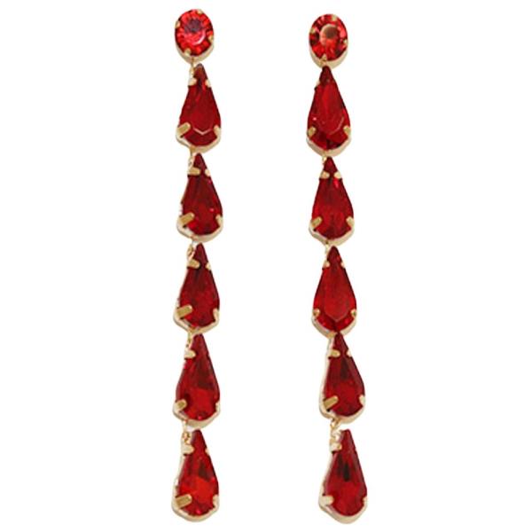 TEARDROP COLOR CRYSTAL STONE DROP EARRING