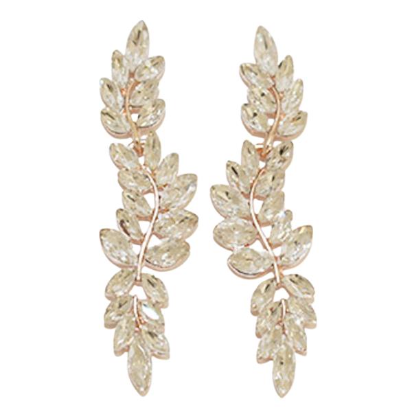 COLOR TEARDROP CRYSTAL STONE LEAF EARRING