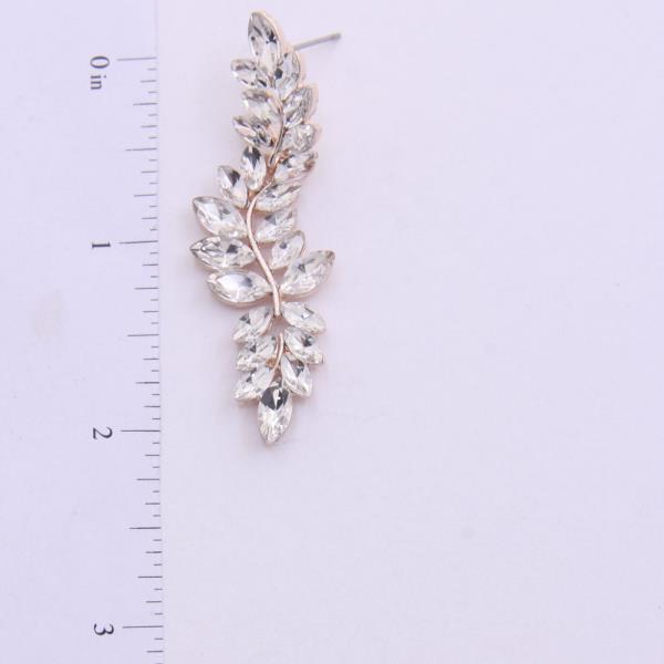 COLOR TEARDROP CRYSTAL STONE LEAF EARRING