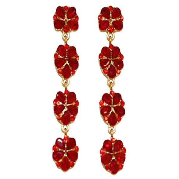 COLOR CRYSTAL STONE FLOWER DROP EARRING