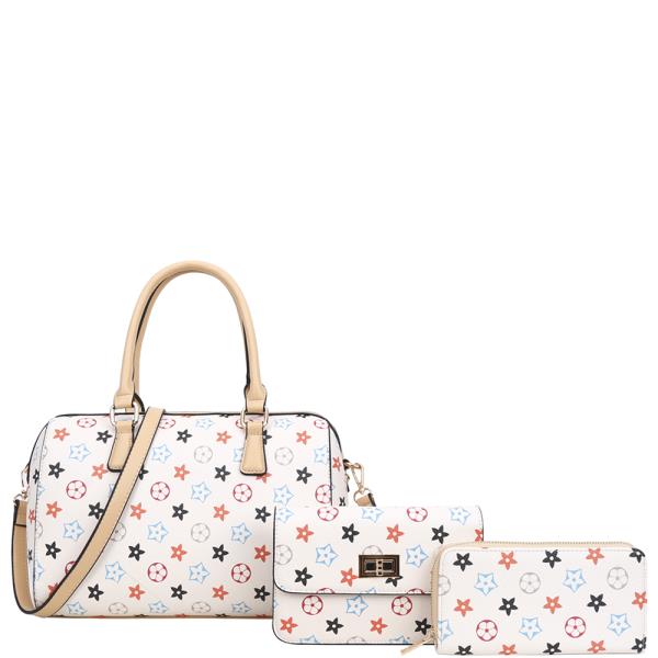 3IN1 PRINTED DESIGN DUFFEL W CROSSBODY AND WALLET SET