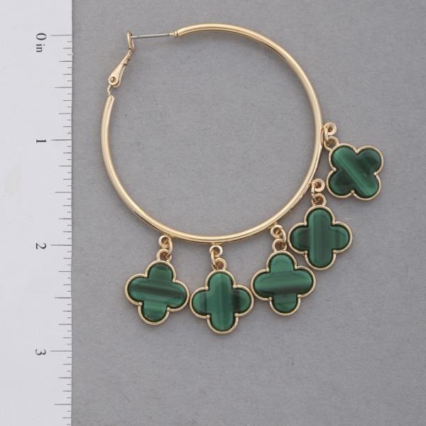 CLOVER CHARM HOOP EARRING