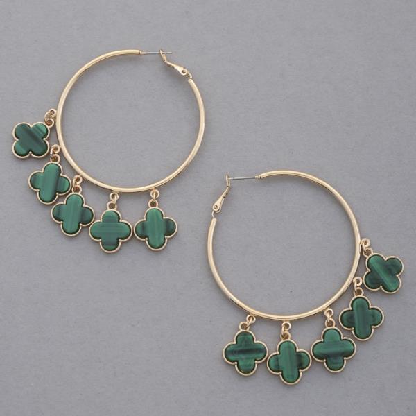 CLOVER CHARM HOOP EARRING