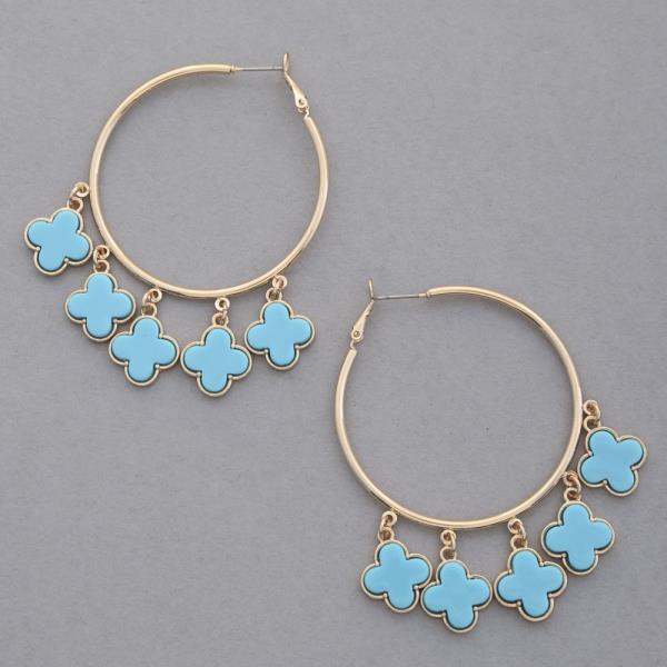 CLOVER CHARM HOOP EARRING