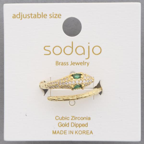 SODAJO SNAKE CZ GOLD DIPPED ADJUSTABLE RING