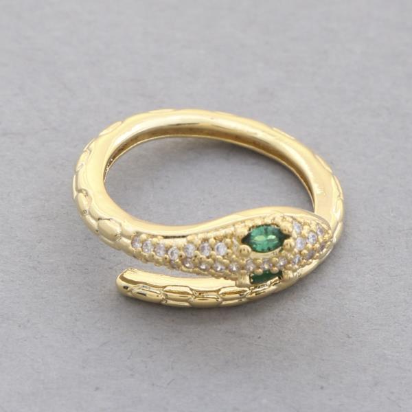 SODAJO SNAKE CZ GOLD DIPPED ADJUSTABLE RING