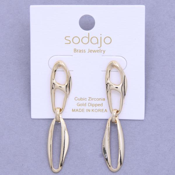 SODAJO LONG OVAL GOLD DIPPED DANGLE EARRING