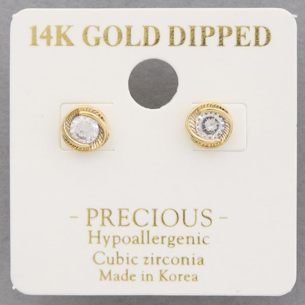 14K GOLD DIPPED ROUND CZ POST EARRING