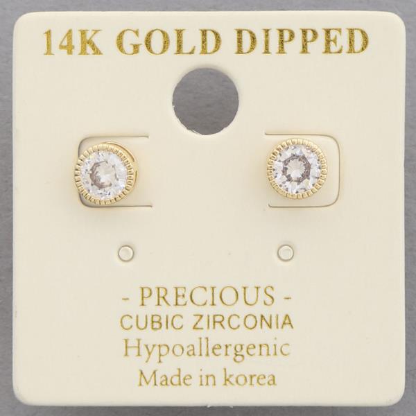 14K GOLD DIPPED CZ ROUND EARRING