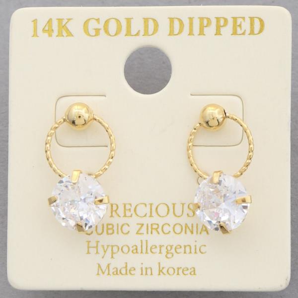 14K GOLD DIPPED CZ DANGLE EARRING